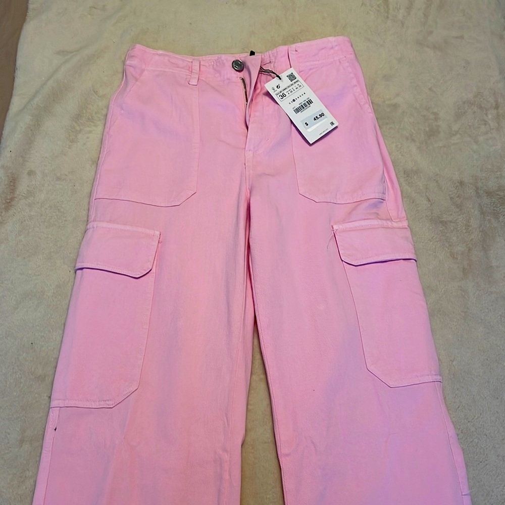 Zara cargo pants pink new with tags size 36 US 4.